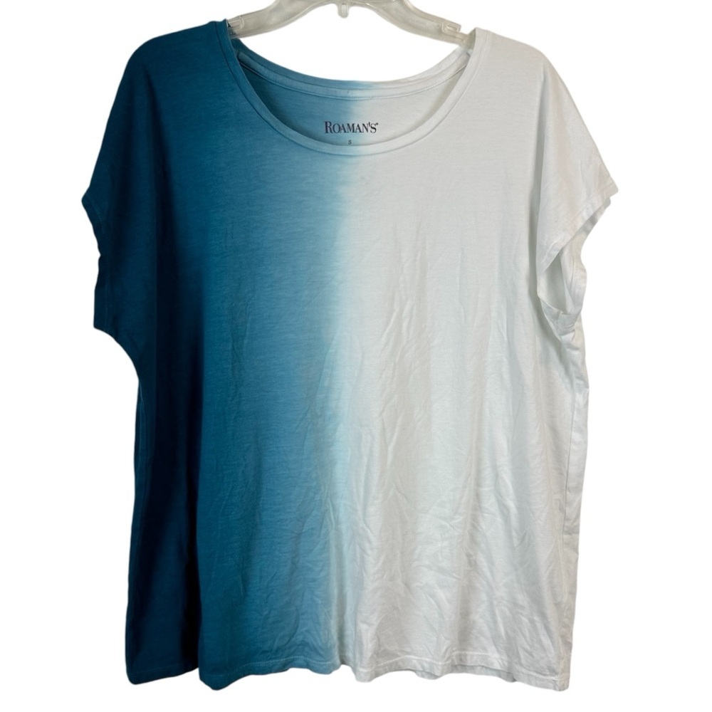 Roaman’s Blue White Ombre Tee Shirt Size 12🔥